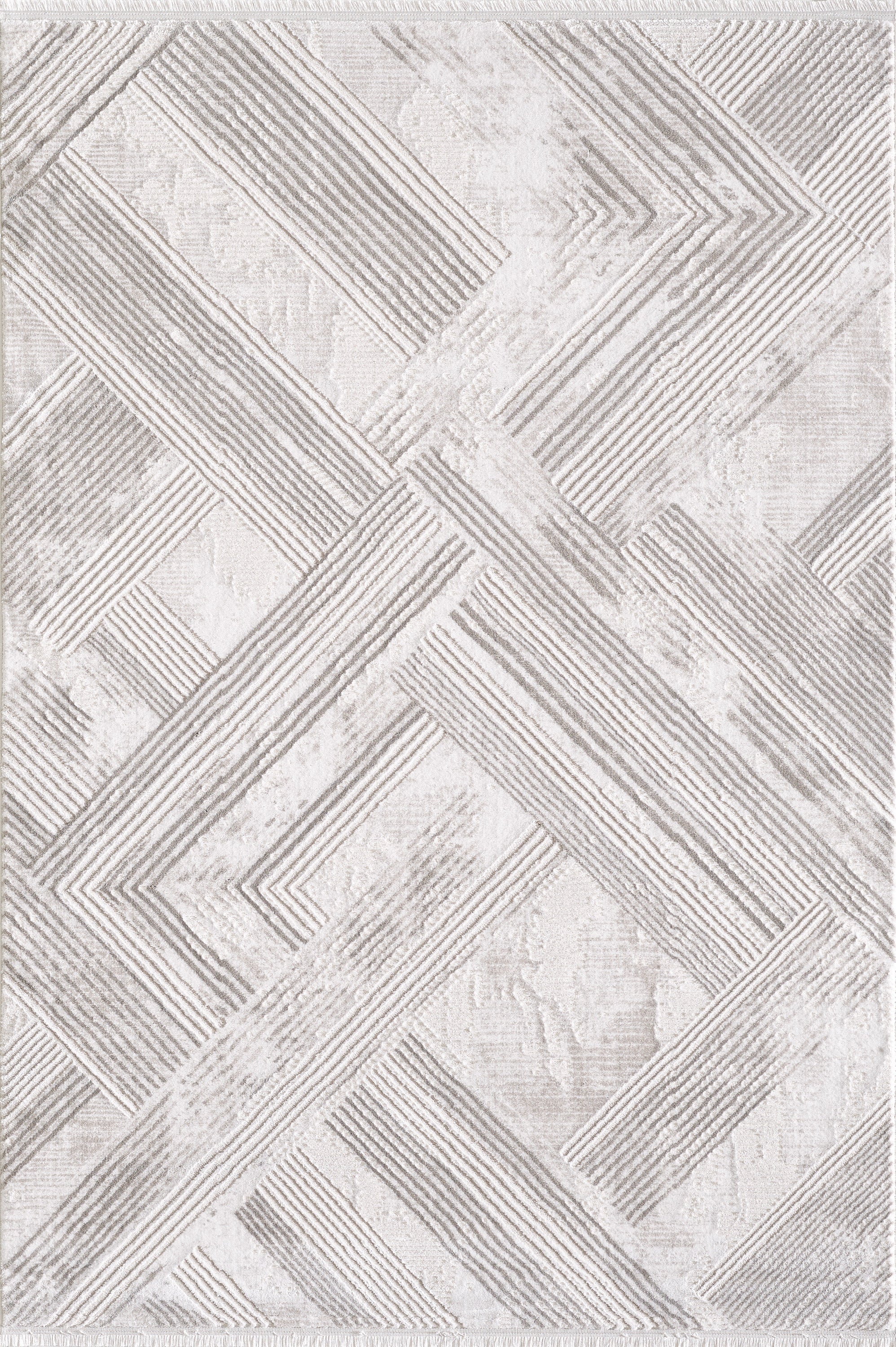 Merinos Lazer 6'6" x 9'5" Area Rug with Underpad - Cream