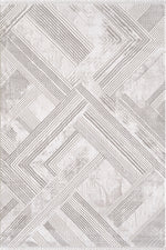 Merinos Lazer 5'3" x 7'5" Area Rug with Underpad - Cream