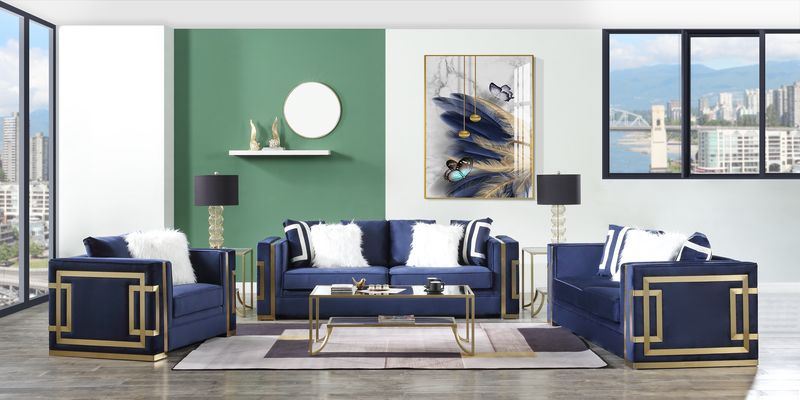 Innri Velvet Loveseat - Blue