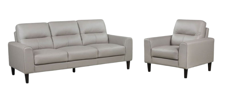 Verissimo Leather Sofa and Chair Set - Latte