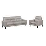 Verissimo Leather Sofa and Chair Set - Latte