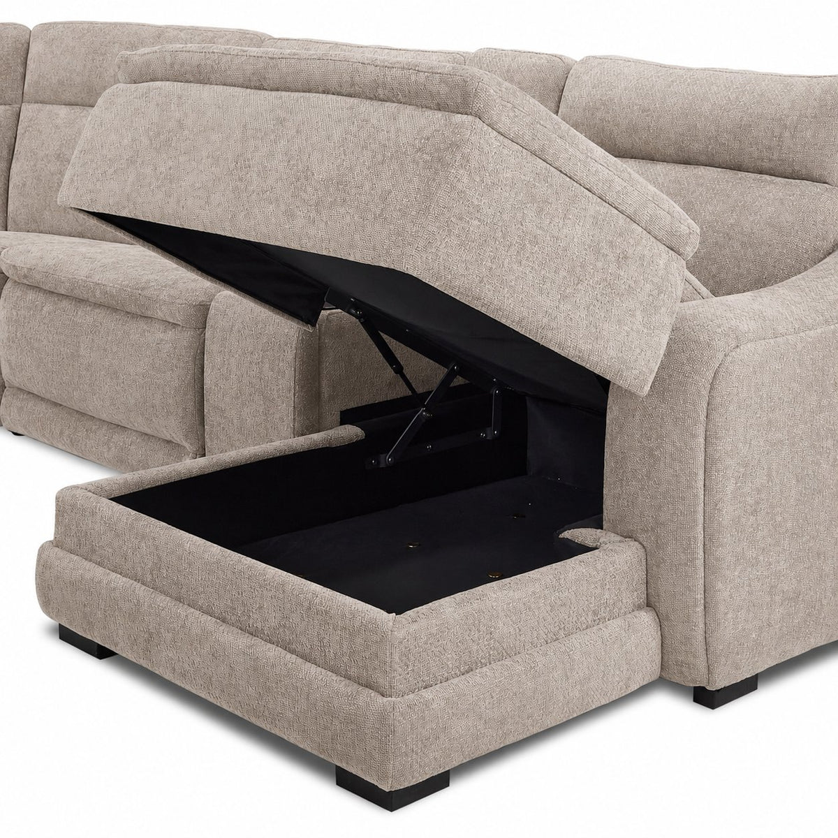 Madison 6-Piece Dual Power Reclining Sectional with Right-Facing Chaise - Beige