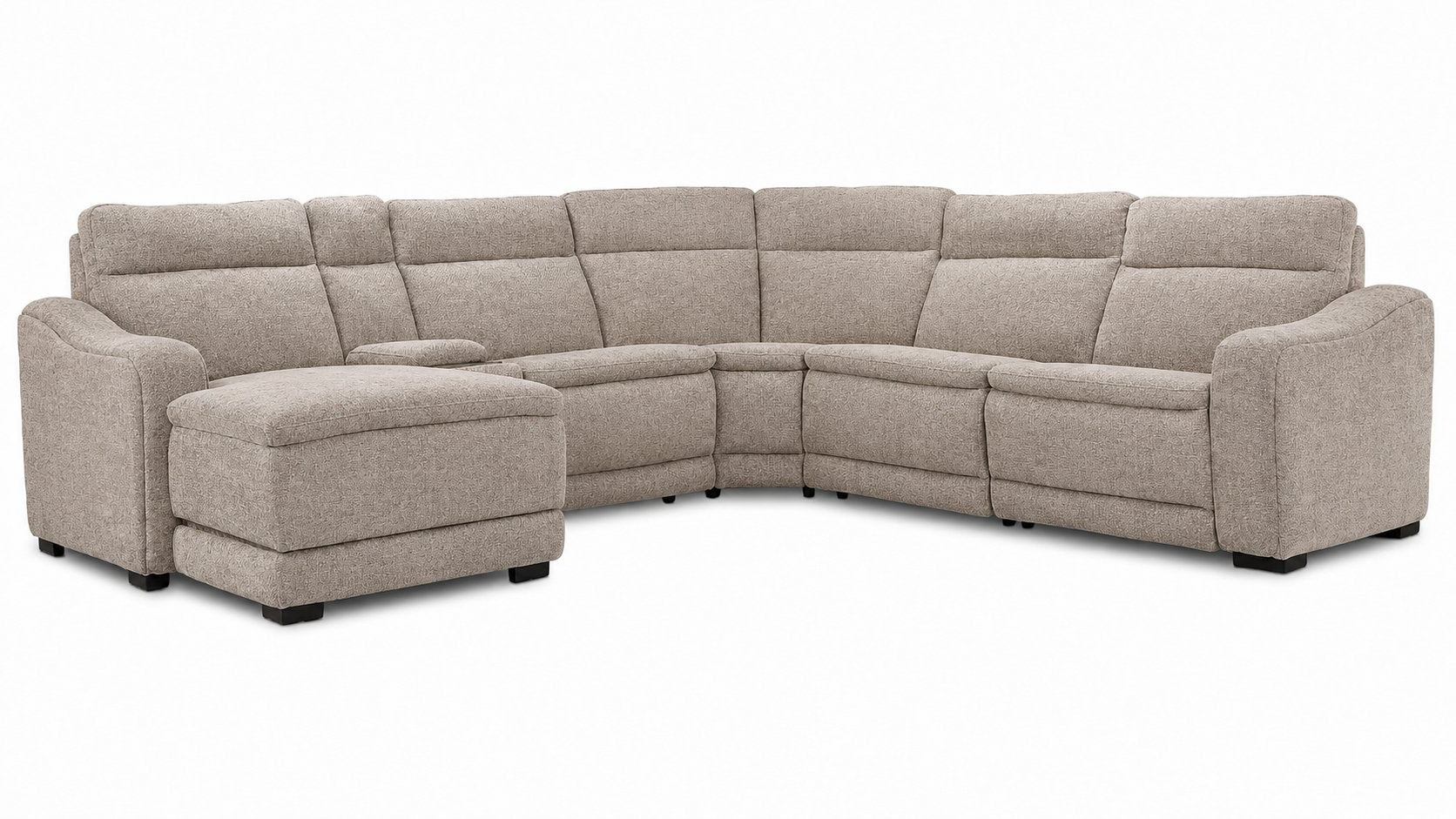 Madison 6-Piece Dual Power Reclining Sectional with Left-Facing Chaise - Beige