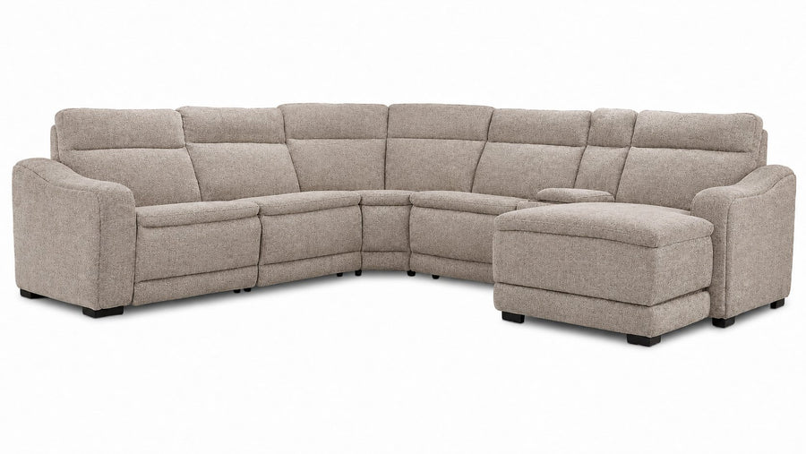 Madison 6-Piece Dual Power Reclining Sectional with Right-Facing Chaise - Beige