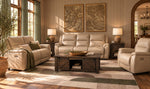 Maxton Leather Power Reclining Sofa - Taupe