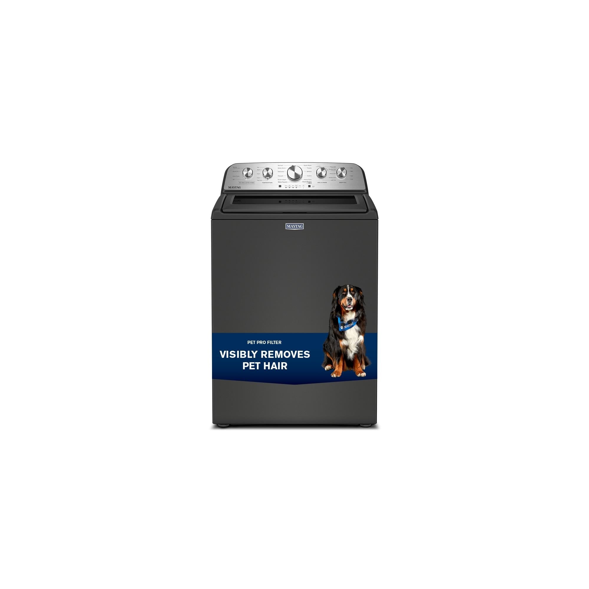 Maytag Volcano Black Top Load Agitator Washer (5.4 Cu. Ft. IEC) with Extra Power and Pet Pro Option - MTW5605RU--