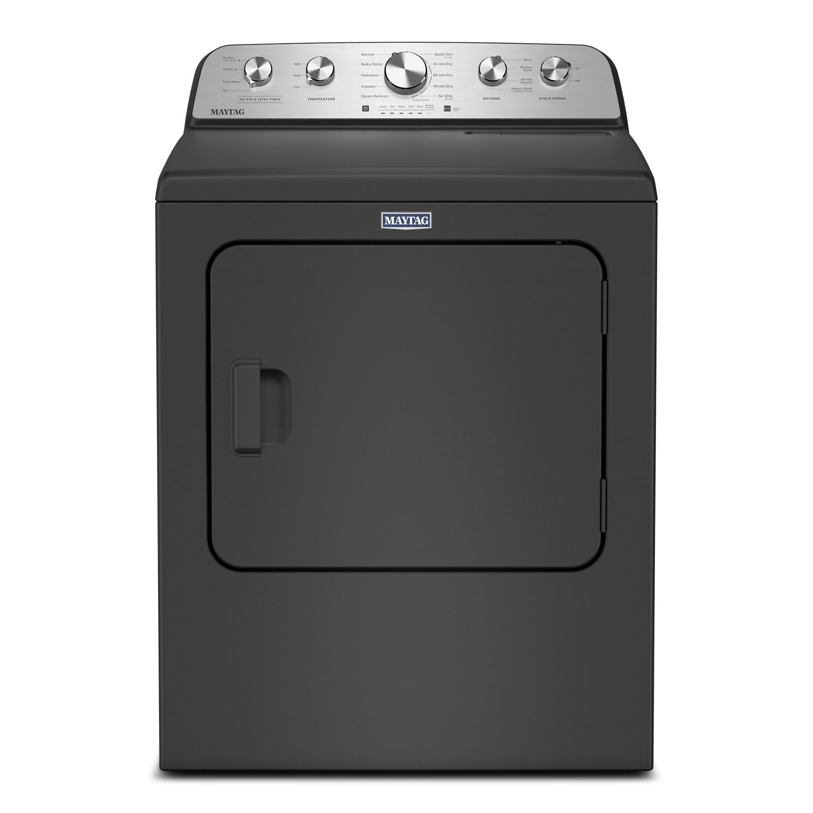 Maytag Volcano Black Steam Electric Dryer (7.0 Cu. Ft.) with Top Load Dryer with Pet Pro Option - YMED5605RU
