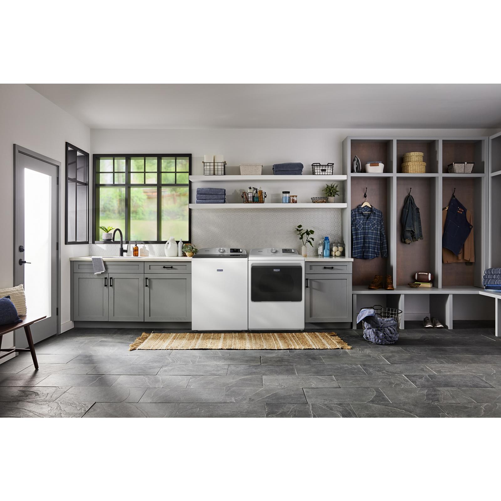 Maytag White Smart Electric Dryer (7.4 Cu. Ft.) with Extra Power Option - YMED6205RW