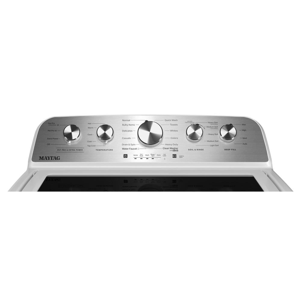 Maytag White Top Load Agitator Washer (5.4 Cu. Ft. IEC) with Extra Power and Pet Pro Option - MTW5605RW