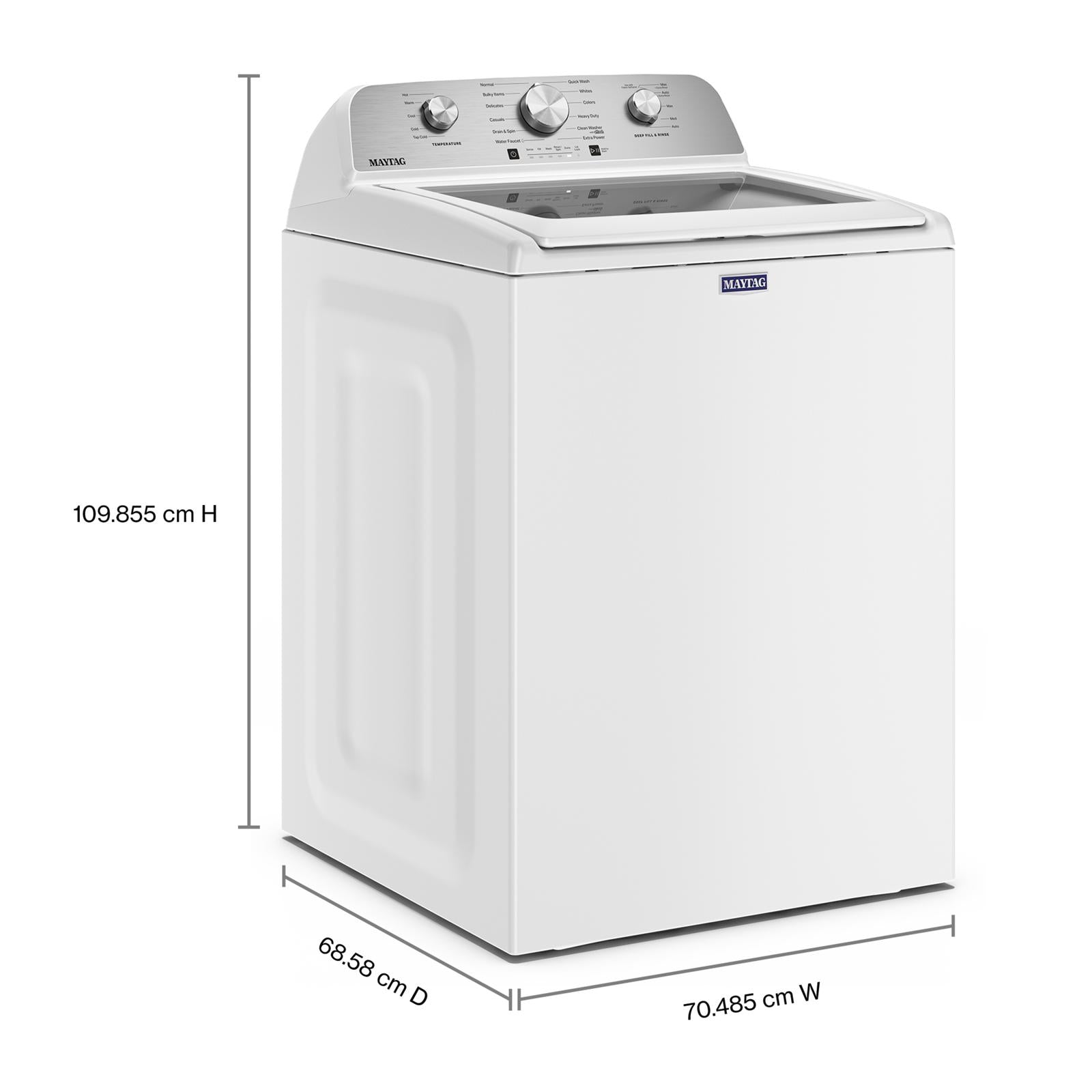 Maytag White Top Load Agitator Washer (5.4 Cu. Ft. IEC) with Extra Power Cycle - MTW5205TW