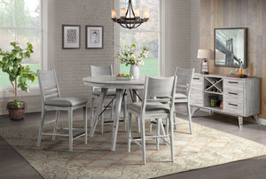 Modern Rustic 5-Piece Counter Height Dining Set - Weathered White