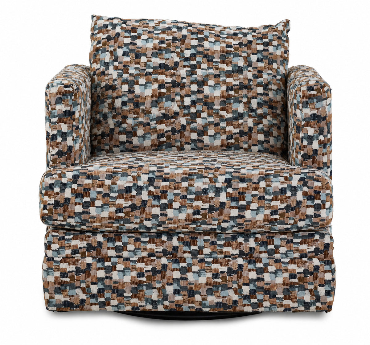 Close-up of Laila chair showing textured multicolour upholstery