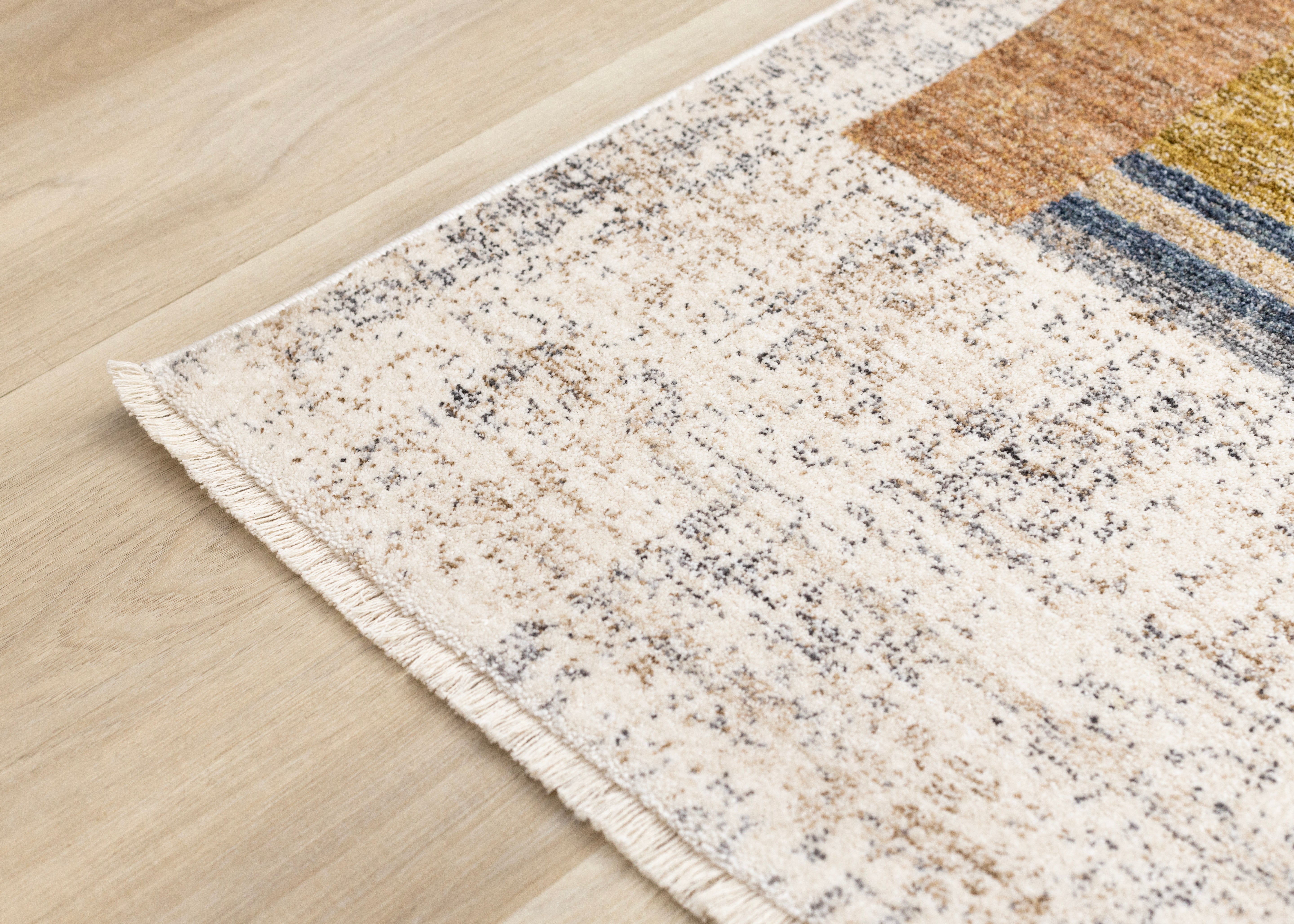 Muse 7'10" x 10'2" Layered Geometric Design Area Rug - Blue, Red, Orange