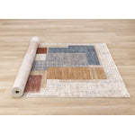 Muse 5'3" x 7'7" Layered Geometric Design Area Rug - Blue, Red, Orange