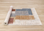 Muse 7'10" x 10'2" Layered Geometric Design Area Rug - Blue, Red, Orange