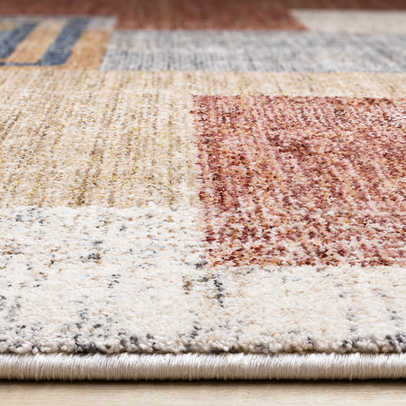Muse 5'3" x 7'7" Layered Geometric Design Area Rug - Blue, Red, Orange