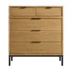 Newport 5 Drawer Chest - Oak and Black