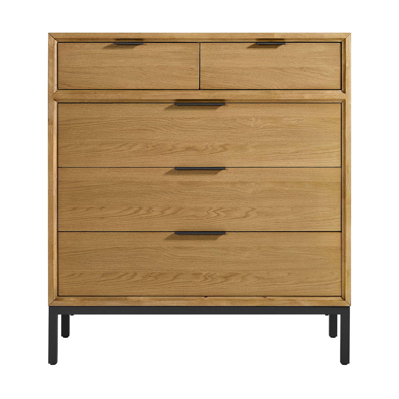 Newport 5 Drawer Chest - Oak and Black