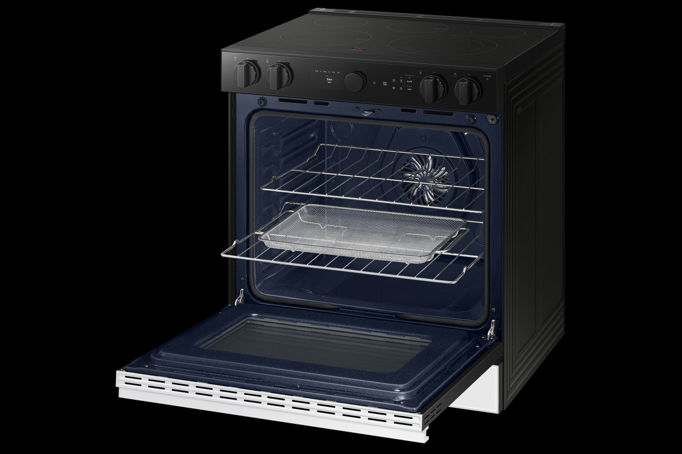 Samsung BESPOKE White Glass 30" True Convection Slide In Range with Air Sous Vide & Air Fry (6.3cu.ft.) - NSE6DB850012AC
