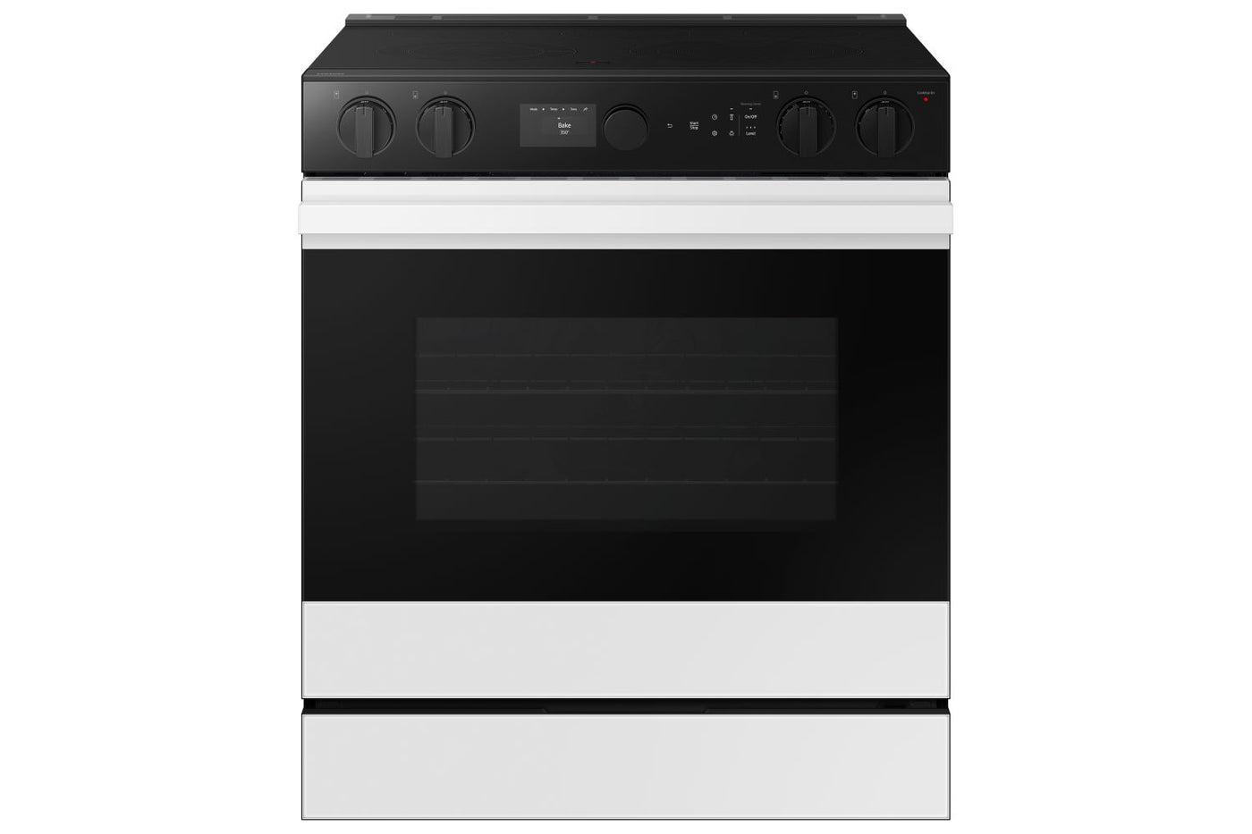 Samsung BESPOKE White Glass 30" True Convection Slide In Range with Air Sous Vide & Air Fry (6.3cu.ft.) - NSE6DB850012AC