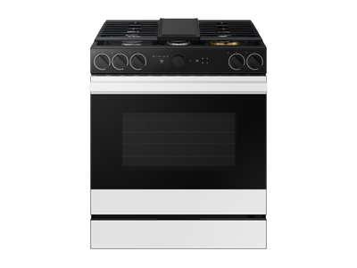 Samsung BESPOKE White Glass 30" Gas True Convection Slide in Range with Oven Camera (6.0cu.ft) - NSG6DB870012AA