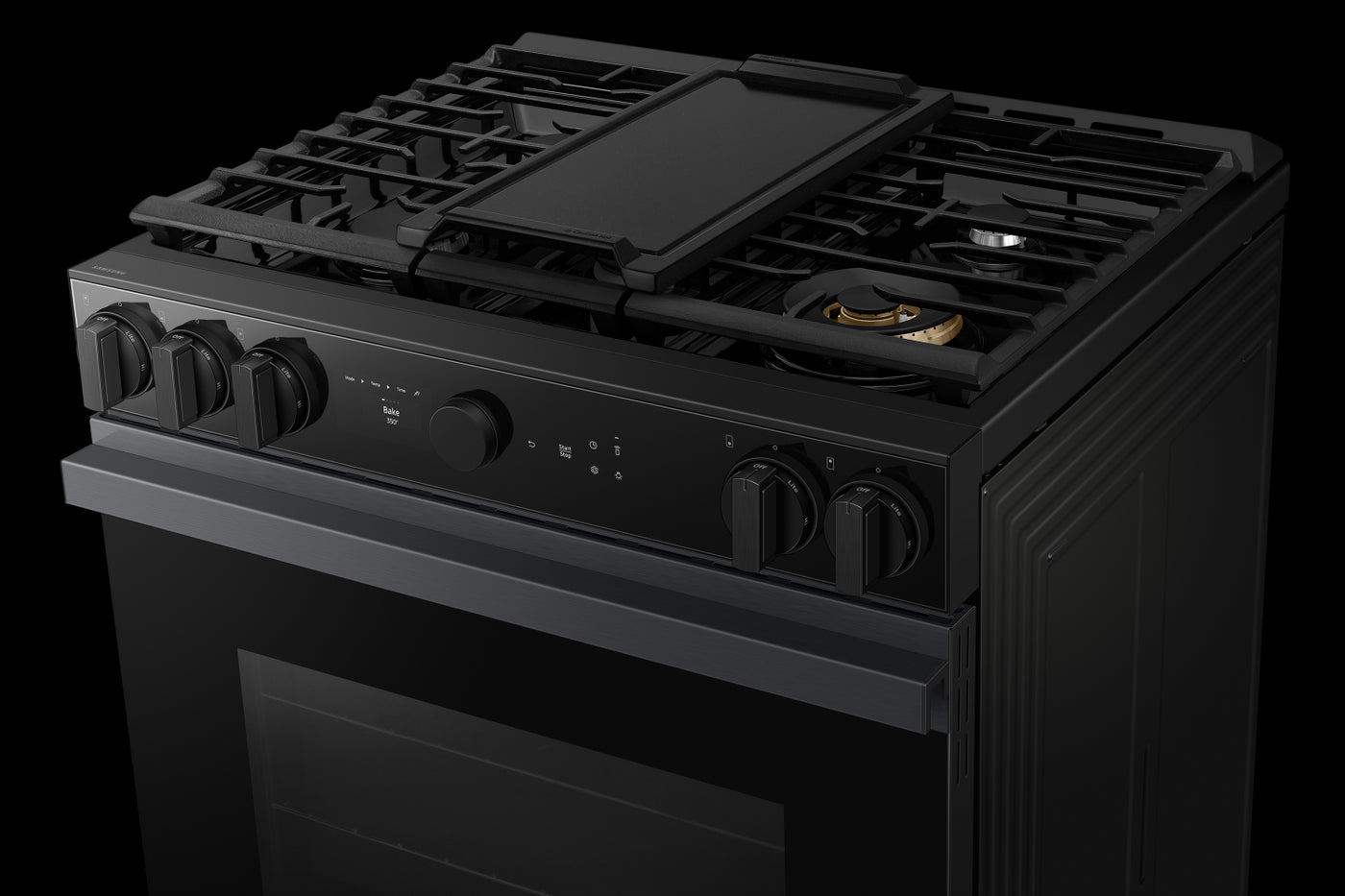 Samsung BESPOKE Matte Black Steel 30" Gas True Convection Slide in Range with Air Sous Vide and Air Fry (6.0cu.ft) - NSG6DG8500MTAA