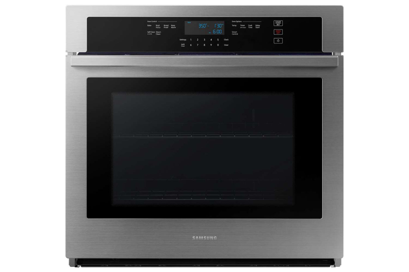 Samsung 5000 Series Stainless Steel Kitchen Package with Wall Oven, Electric Cooktop, and Hood Fan