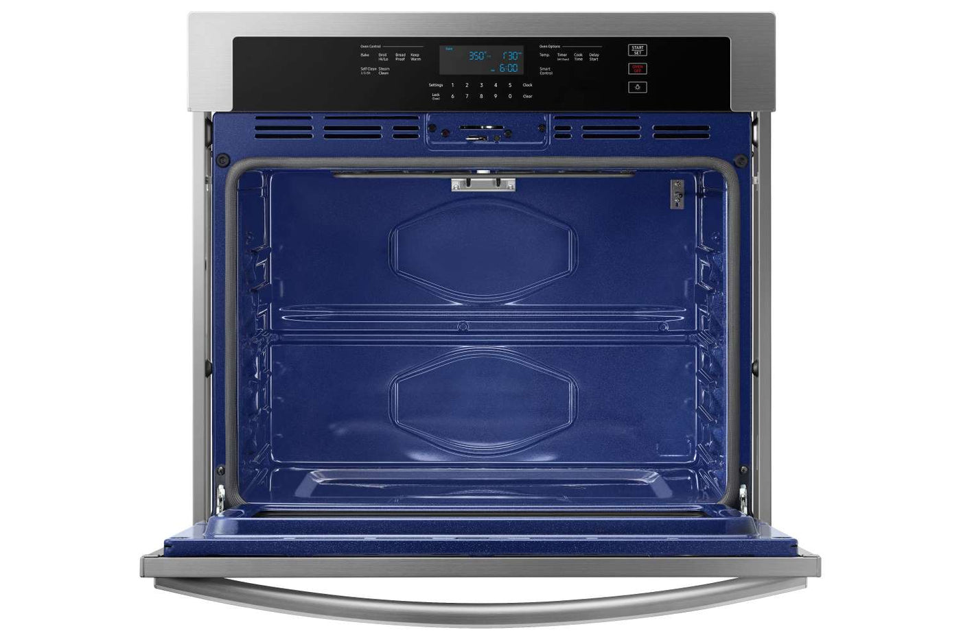 Samsung 5000 Series Stainless Steel Kitchen Package with Wall Oven, Electric Cooktop, and Hood Fan