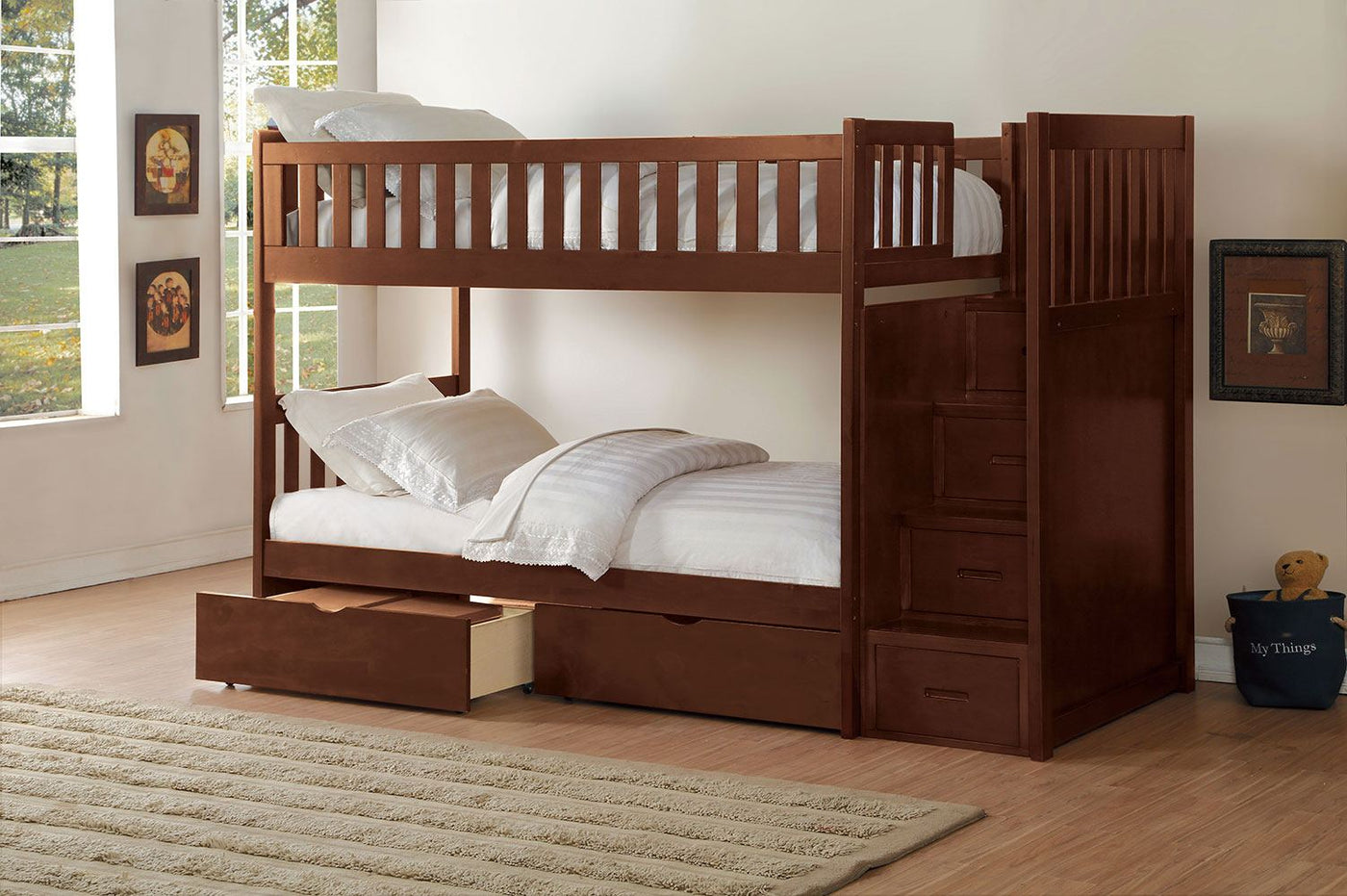 Noelle Bunk Bed Pair of Storage Drawers - Dark Cherry