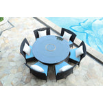 Andaman 7 Piece Outdoor Dining Set - Sky Blue/Black
