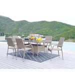 Nueces 7-Piece Stackable Outdoor Dining Package - Nature Tan Weave