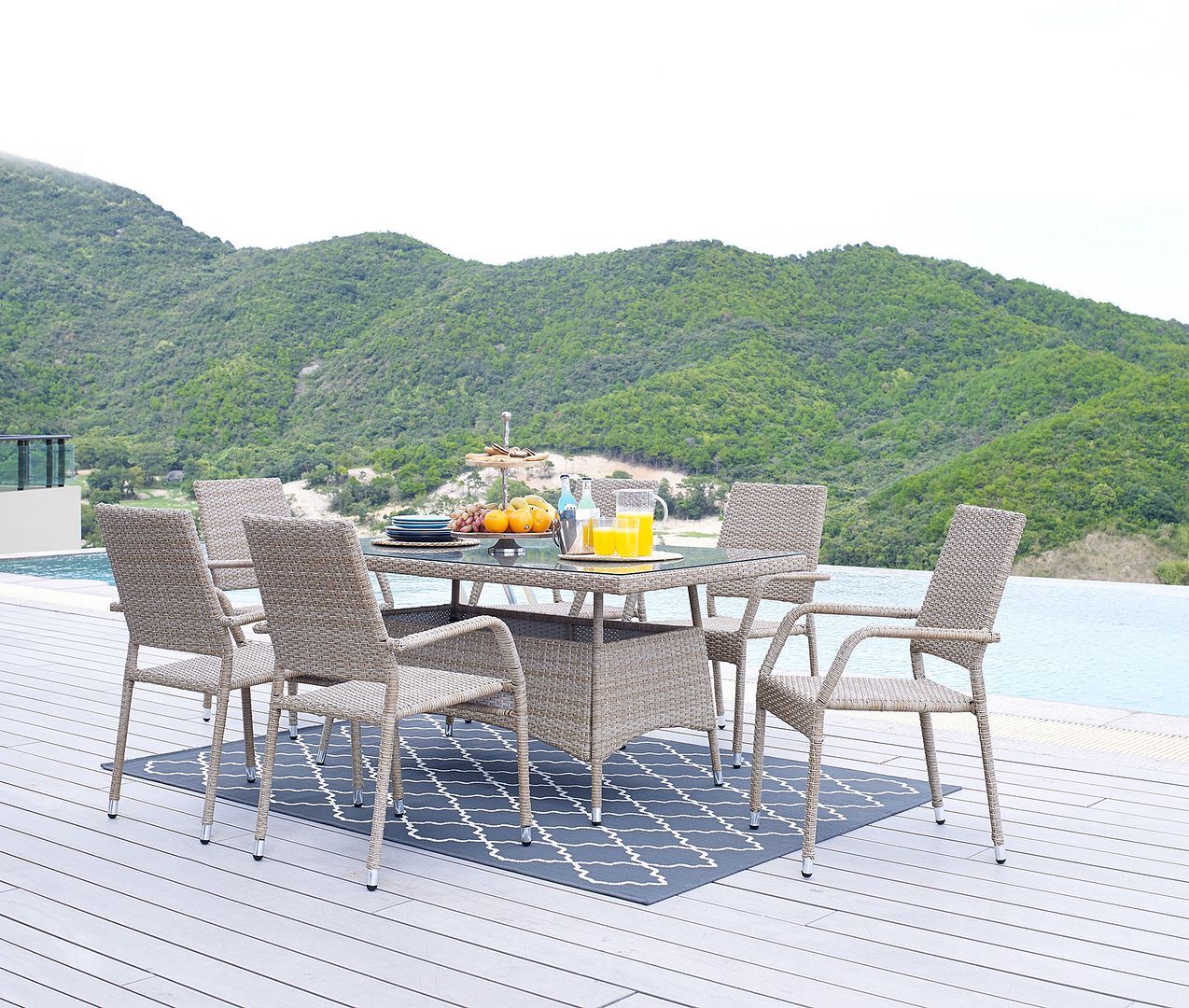 Nueces 63" Outdoor Dining Table - Nature Tan Weave