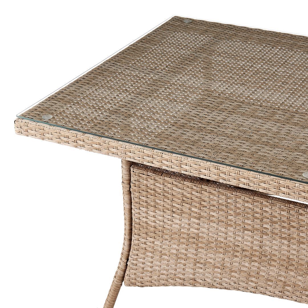 Nueces 7-Piece Stackable Outdoor Dining Package - Nature Tan Weave