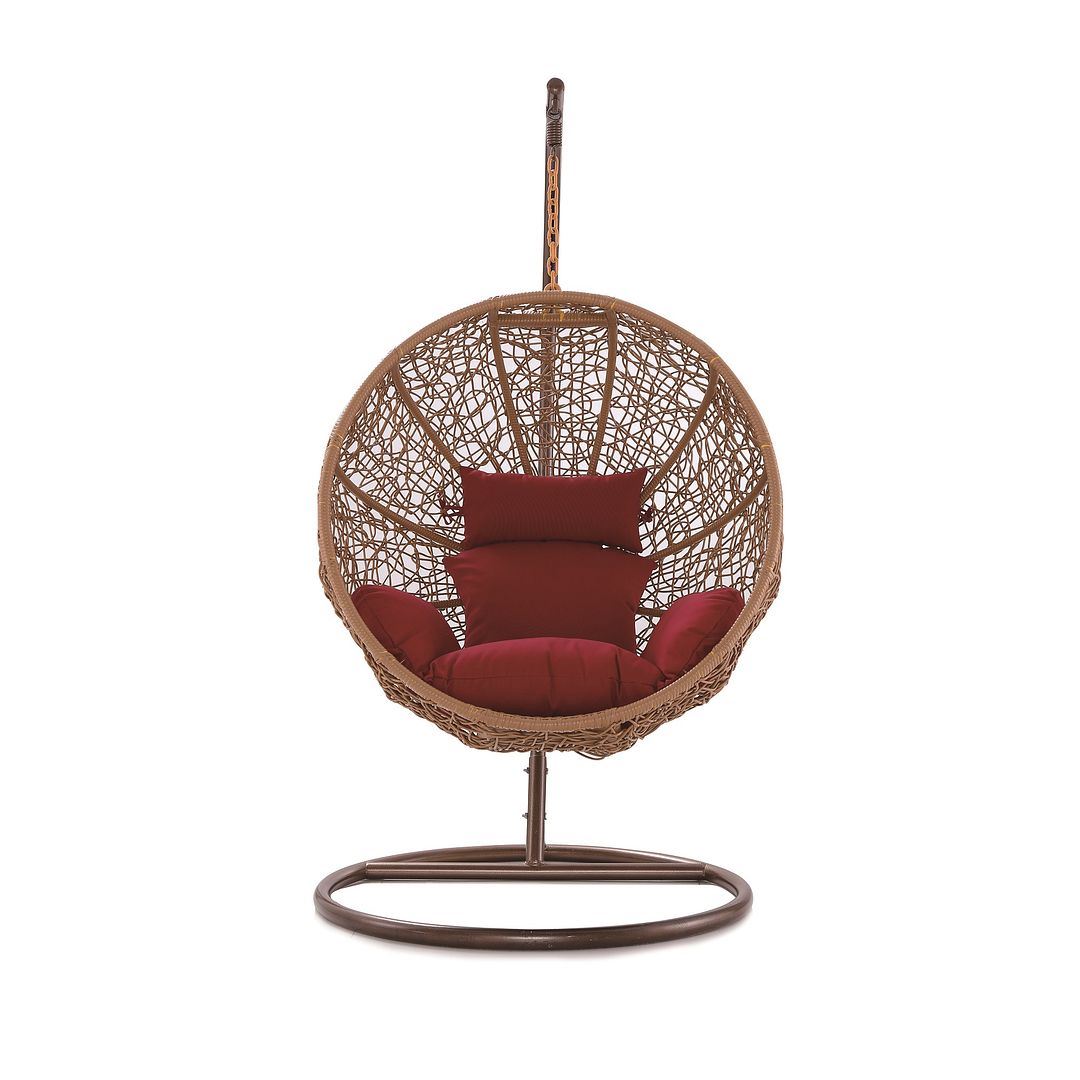 Whitsunday Rattan Egg Hanging Chair - Red