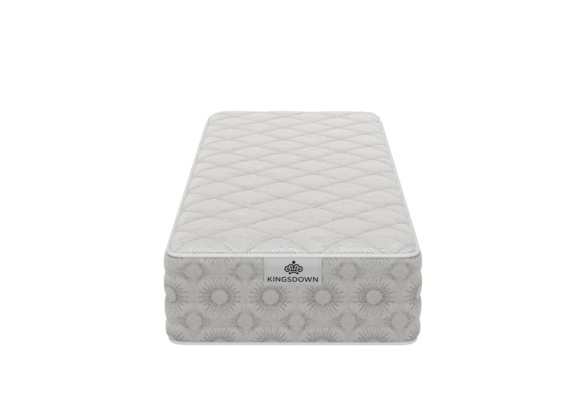Front view of Kingsdown Odessa Firm Tight Top 30 x 80 in Queen Split Mattress with quilted top and Kingsdown logo
