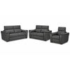 Orlando-Ray Leather Sofa, Loveseat and Chair Set - Dark Grey