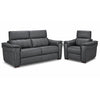 Orlando-Ray Leather Sofa and Chair Set - Dark Grey