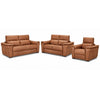 Orlando-Ray Leather Sofa, Loveseat and Chair Set - Cognac