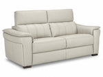 Orlando-Ray cream leather sofa with padded arms, deep seating and raised adjustable headrests
