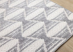 Grey Pathway 6'7" x 9'6" Ogee Patterned Area Rug - Grey, White
