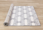 Grey Pathway 6'7" x 9'6" Ogee Patterned Area Rug - Grey, White