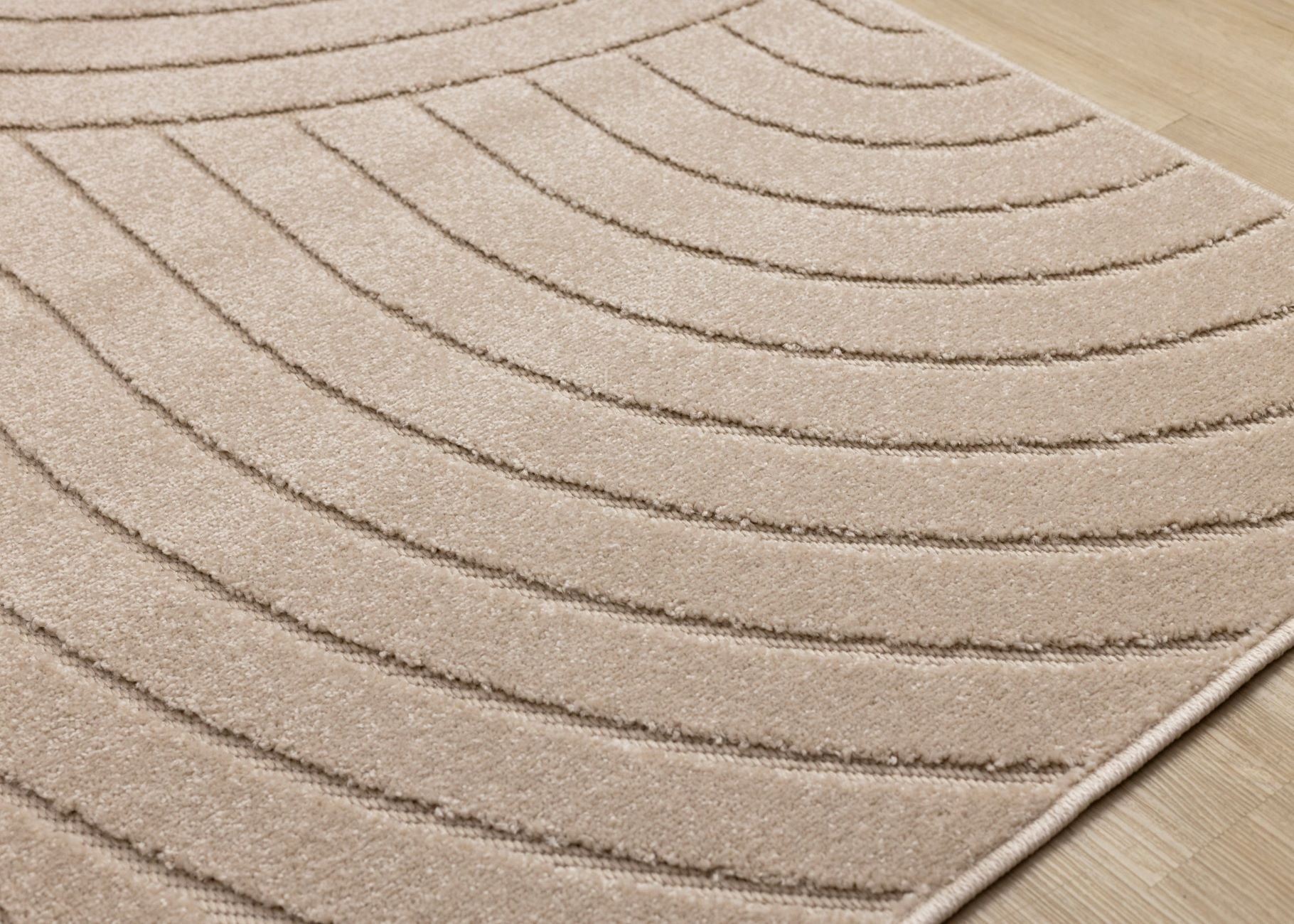 Golden Dunes 6'7" x 9'6" Modern Curved Arches Design Area Rug - Beige