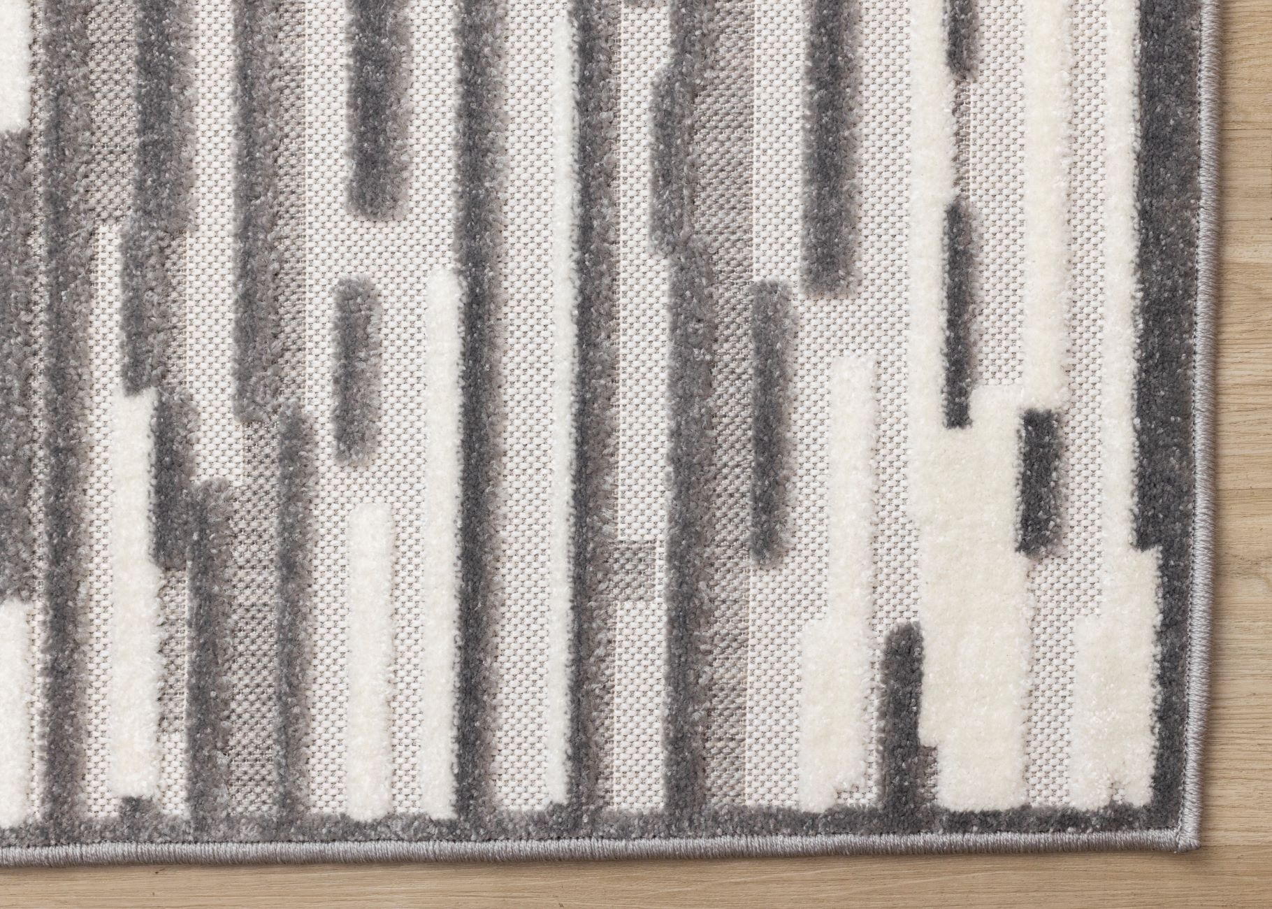 Pixel Drift 6'7" x 9'6" Broken Lines Design Area Rug - Grey, White