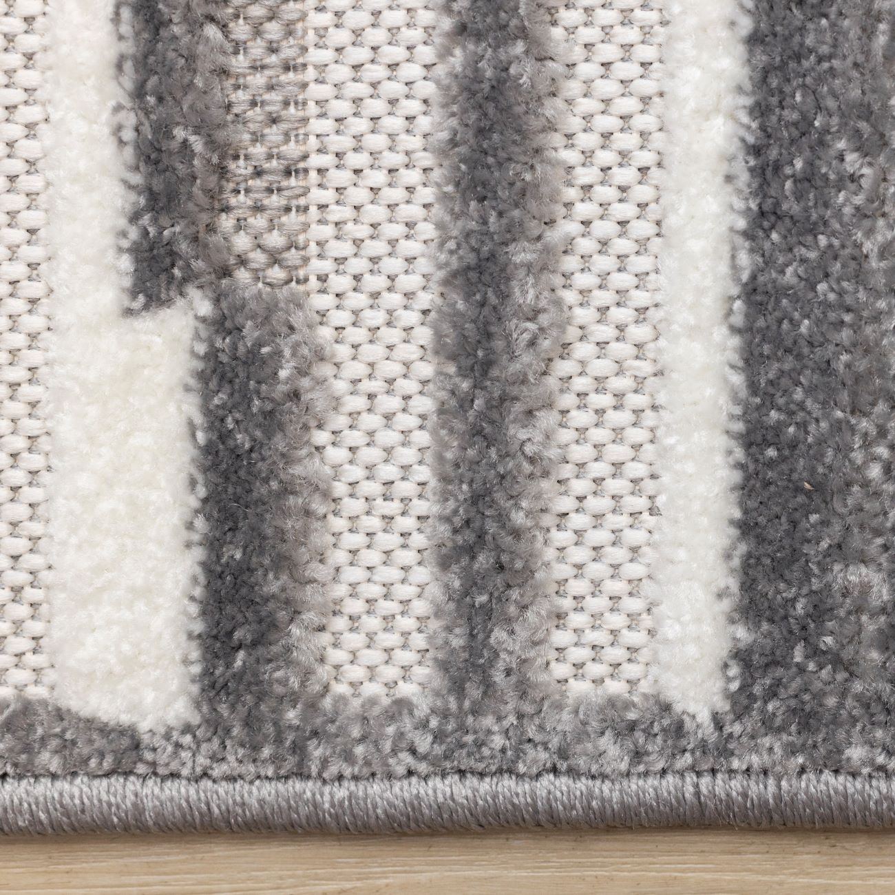 Pixel Drift 5'3" x 7'7" Broken Lines Design Area Rug - Grey, White