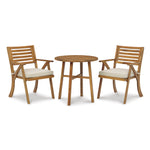 Vallerie 3-Piece Outdoor Table and Chairs Set - Brown