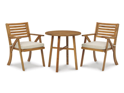 Vallerie 3-Piece Outdoor Table and Chairs Set - Brown