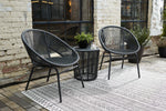 Mandarin Cape 3-Piece Outdoor Table and Chairs Set - Black, Grey