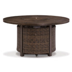 Paradise Trail - 5-Piece Outdoor Fire Pit Table and Swivel Chair Set - Medium Brown