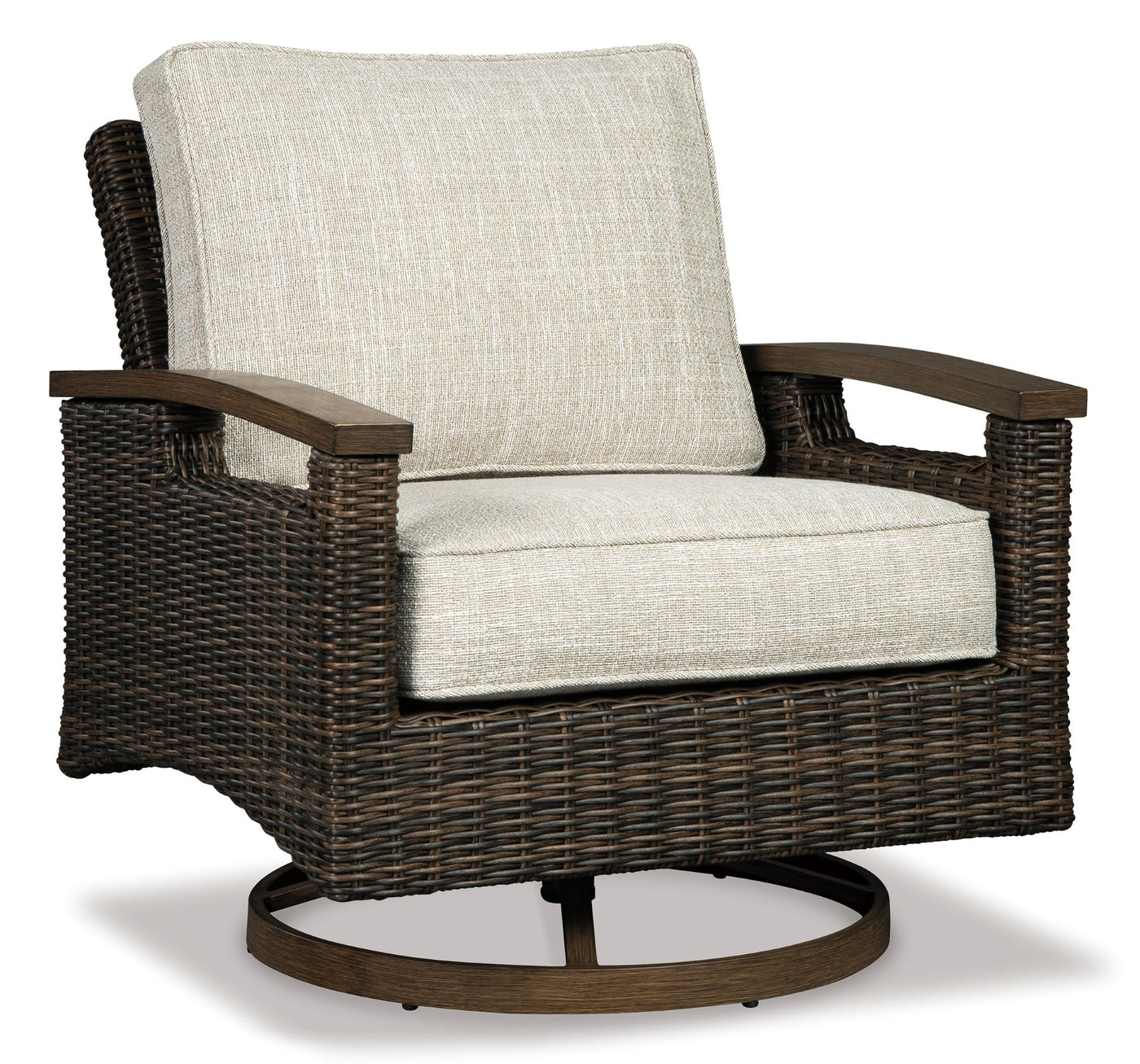 Paradise Trail - 5-Piece Outdoor Fire Pit Table and Swivel Chair Set - Medium Brown
