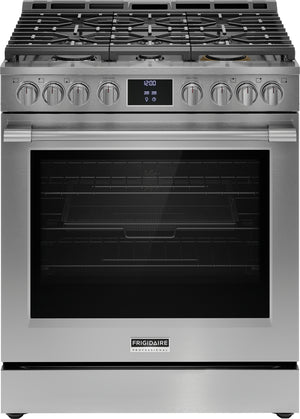 Frigidaire Professional Smudge-Proof® Stainless Steel 30" Front Control Gas Range with Total Convection (6 Cu. Ft) - PCFG3080AF